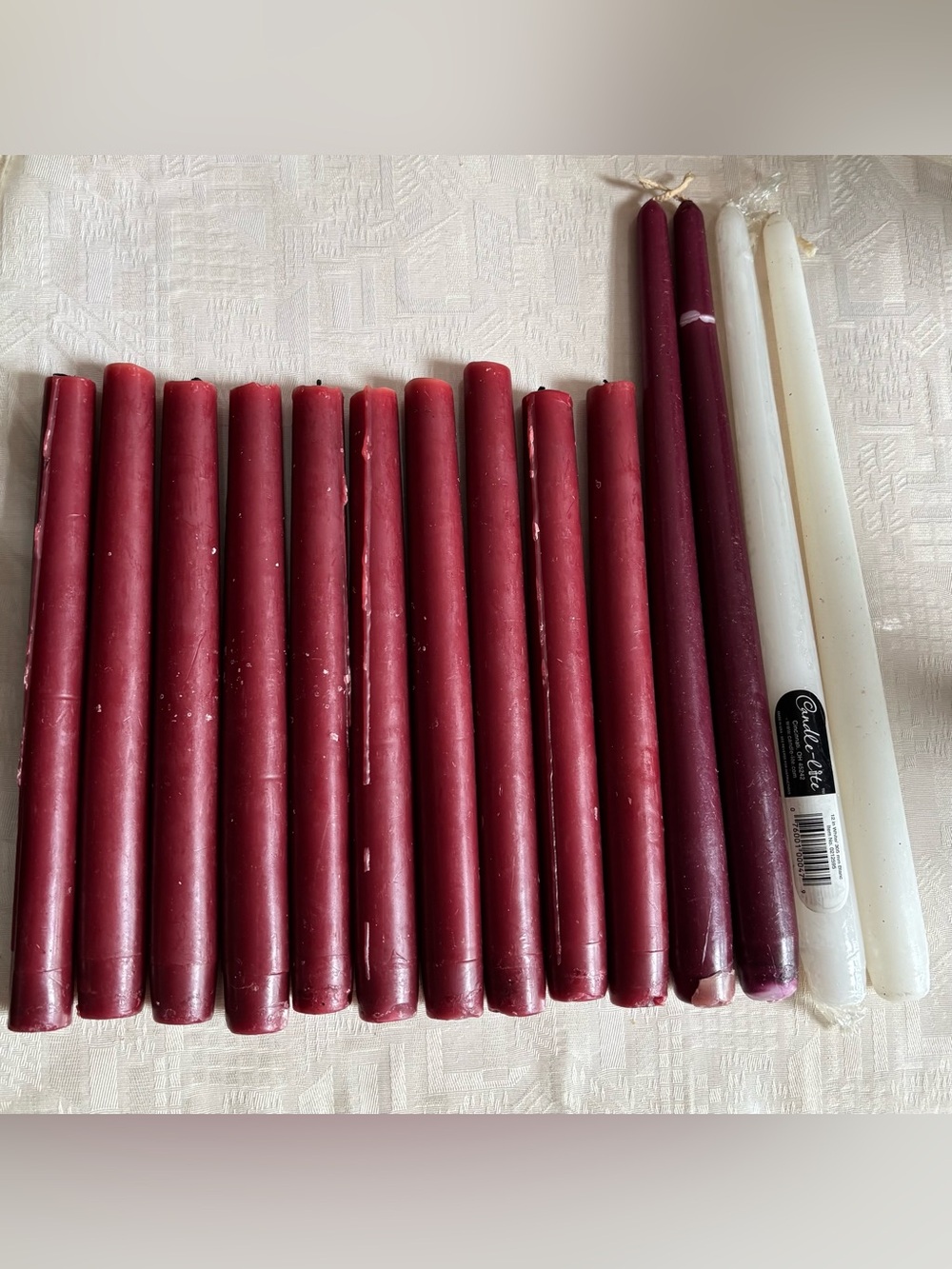 Quality candle Set (14) 9-12” long, Blood Red, oxblood,white, manifesting tools